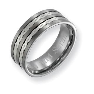 with Sterling Silver Twist Inlay Wedding Band (27 Characters)   Zales