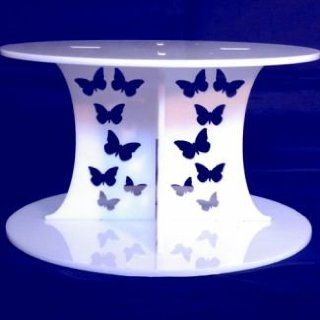 White Butterfly Design Single Tier Cake Stand   Base 15 cm, Top 13 cm  