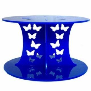 Blue Butterfly Design Single Tier Cake Stand   Base 15 cm, Top 13 cm  