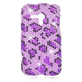 Talon Full Diamond Bling Cell Phone Case Cover Shell for Samsung M830 Galaxy Rush (Leopard  Purple)   Verizon,Boost Mobile Cell Phones & Accessories