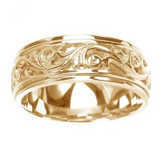 Women's 14k Yellow Gold Ornately Carved Wedding Band (7 mm) SeaofDiamonds Jewelry