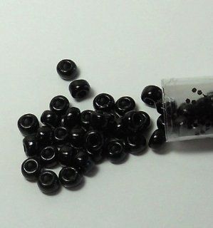 Black Opaque Miyuki E Beads 5/0 Seed Bead 5mm with 2mm Hole Glass Approx 20 Gram Tube 130 Beads