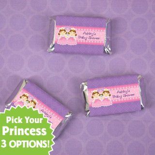 Twin Princesses   20 Personalized Mini Candy Bar Wrapper Sticker Labels Baby Shower Favors Toys & Games
