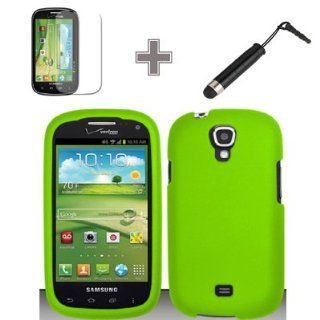 Rubberized Solid Neon Green Color Snap on Case Hard Case Skin Cover Faceplate with Screen Protector and Stylus Pen for Samsung Stratosphere 2 / i415   Verizon Cell Phones & Accessories