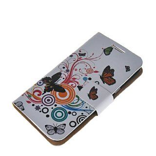 MOONCASE Leather Wallet Style Card Pouch Stand Butterfly Pattern Devise Case Cover for Samsung Galaxy Note 2 II N7100 Cell Phones & Accessories