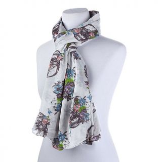 Carol Brodie Accessorize Your Life "Skull and Flower" White Scarf