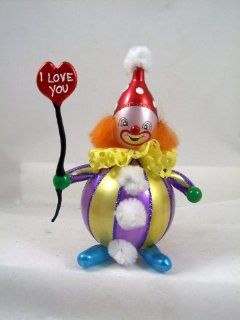 RADKO FOOL FOR LOVE Clown Heart Valentine Glass Ornament Italian   Decorative Hanging Ornaments