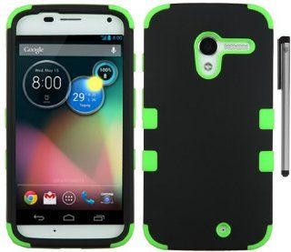 For Motorola Moto X XT1058 Tuff Hybrid Protector Phone Cover Case with ApexGears Stylus Pen (Black Neon Green) Cell Phones & Accessories