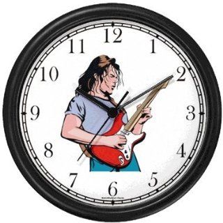 Shop Famous Rock & Roll Star Musician Playing Guitar Wall Clock by WatchBuddy Timepieces (Black Frame) at the  Home D�cor Store