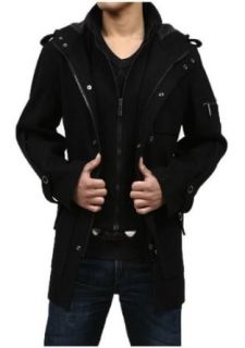 GST Woolen Coat Hooded Winter Trench Coat Men at  Mens Clothing store