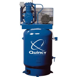 Quincy Compressor Reciprocating Air Compressor — 10 HP, 200–208/230/460 Volt 3 Phase, 35.0 CFM @ 175 PSI, 120-Gallon Vertical Tank, Model# P2103DS12VCB  30   39 CFM Air Compressors