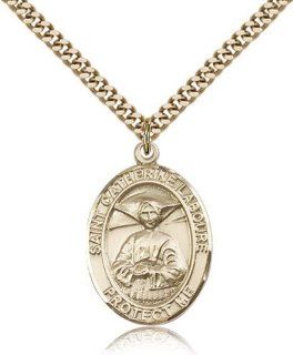 IceCarats Designer Jewelry Gold Filled St. Catherine Laboure Pendant 1 X 3/4 Inch IceCarats Jewelry