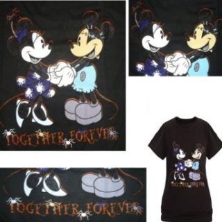 DISNEY MICKEY MOUSE AND MINNIE MOUSE HALLOWEEN T SHIRT TEE Glitter Accents Cotton Womens (4X(28/30)) Clothing