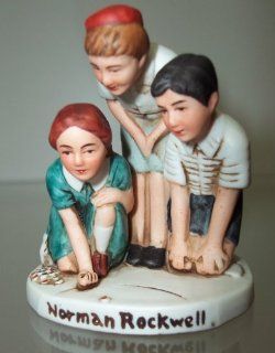 Dave Grossman Norman Rockwell "Marble Shoot Out" Ceramic Figurine  Collectible Figurines  