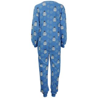 Tom Franks Womens Micro Fleece Printed Onesie   Penguin Blue      Clothing
