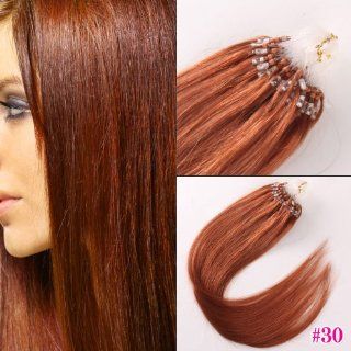 18inch 100% Human Hair Extension 50g Micro Loop Remy Hair #30 Light Auburn  Beauty