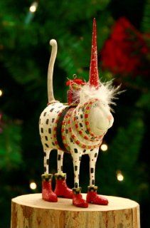 Patience Brewster Krinkles Pat Santa Hat Cat Christmas Ornament   Decorative Hanging Ornaments