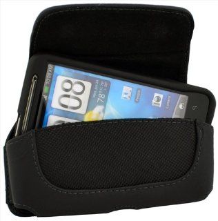 HTC Inspire 4G AT&T Black Leather Holster Case Cover Cell Phones & Accessories