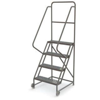 Tri Arc KD104246 4 Step Tilt and Roll Industrial & Warehouse Steel Ladder with Perforated Tread, 24 Inch Wide Steps Stepladders