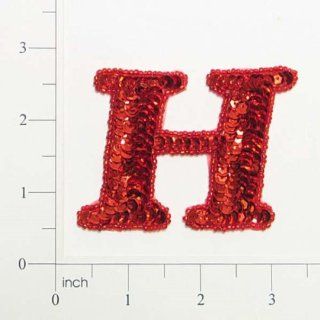 Letter H Sequin Applique   Red