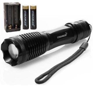 STREAMLED 1200 Lumen Zoomable CREE XM L T6 LED 18650 AAA Flashlight Torch Zoom Lamp Light + 18650 Battery + Charger   Basic Handheld Flashlights  