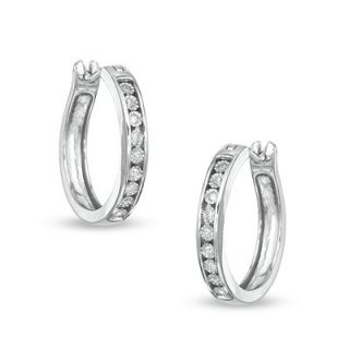 Diamond Accent Hoop Earrings in Sterling Silver   Zales