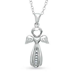 Diamond Accent Mini Angel Pendant in Sterling Silver   Zales