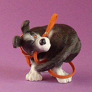 Rufus Just Go Dog Chewing on His Red Leash Statue  Collectible Figurines  Patio, Lawn & Garden