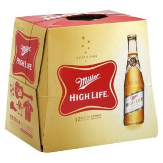 Miller High Life Beer Bottles 12 oz, 12 pk