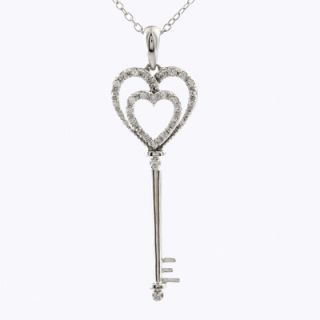 CT. T.W. Diamond Double Heart Key Pendant in Sterling Silver