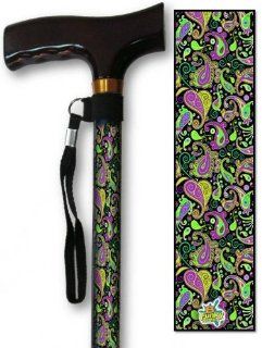 T Handle Walking Cane Ultra Green Paisley Health & Personal Care