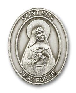 Antique Silver St. Rita of Cascia Visor Clip. Patron Saint of Baseball Players, Abuse Victims, Against Loneliness, Against Sterility, Bodily Iills, Desperate Causes, Difficult Marriages, Forgotten Causes, Impossible Cause, Infertility, Lost Causes, Parenth