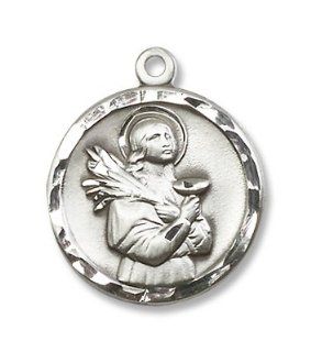 Sterling Silver St. Lucy Medal & Chain, Patron Saint of (patronage) against Blindness, Salespeople, hemorrhages, authors, blind people, blindness, cutlers, dysentery, eye disease, eye problems, glaziers, hemorrhages, laborers, martyrs, peasants, saddle