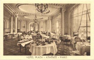 1920s Vintage Postcard Dining Room   Hotel Plaza Athenee   Paris France 