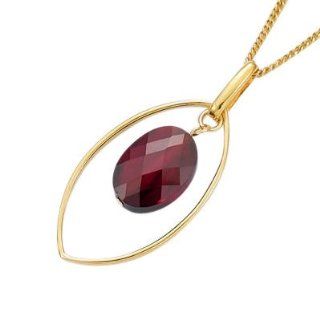 So Chic Jewels   18K Gold Plated Facet Red Cubic Zirconia Drop Oval Pendant (Sold alone chain not included) Jewelry