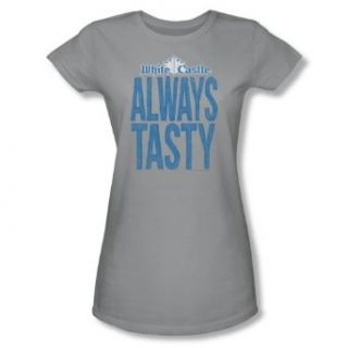 White Castle Always Tasty Short Sleeve Womens Juniors Tee Silver T Shirt Small Clothing