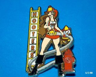 Hooters Restaurant Collectable Enamel Hot Firefighter Girl with Hose Lapel Pin 