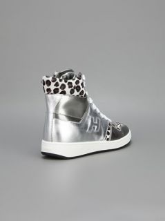 Hogan Contrast Leopard Print Sneaker   Vanilla Shoes & Bags