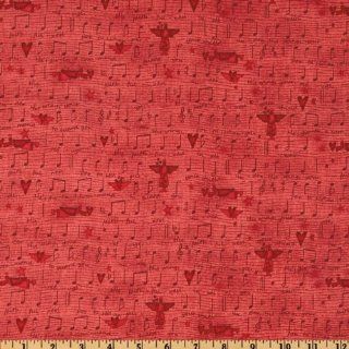 Angels Among Us Music Red Fabric