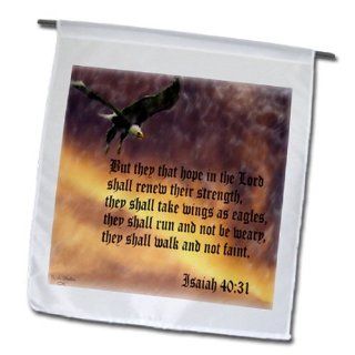 3dRose fl_27419_1 Isaiah 40 31 Bible Verse with Eagle Against a Troubled Sky Garden Flag, 12 by 18 Inch  Outdoor Flags  Patio, Lawn & Garden
