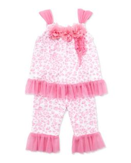 Petal Print Swing Top & Ruffle Pants, Pink, 0 9 Months   Cach Cach