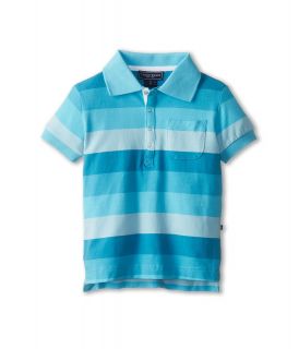 Toobydoo Multi Aqua Stripes Polo Boys Short Sleeve Pullover (Blue)