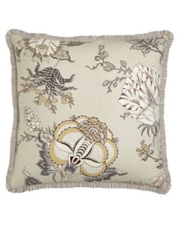 Floral Print Pillow with Pleated Trim, 20Sq.   Eastern Accents