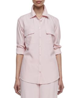 Long Sleeve Silk Safari Shirt, Womens   Go Silk
