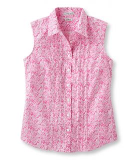 Wrinkle Resistant Pinpoint Oxford Shirt, Sleeveless Pin Tucked Paisley Misses Petite