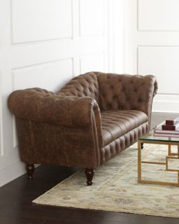 Oak Leather Recamier Sofa
