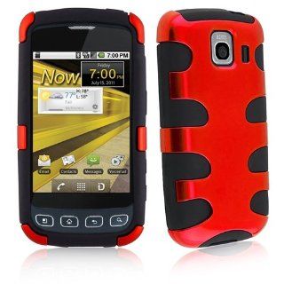 eForCity Snap on Case Compatible with LG Optimus S LS670, Red / Black Fishbone Cell Phones & Accessories