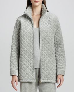 Quilted Velour Long Jacket   Joan Vass