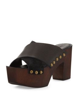 Mania Strappy Suede/Leather Sandal, Black   Charles David