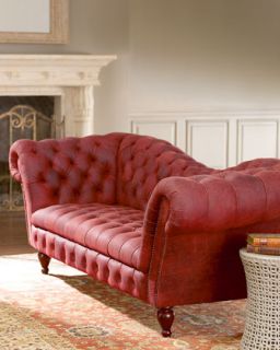 Berry Leather Recamier Sofa